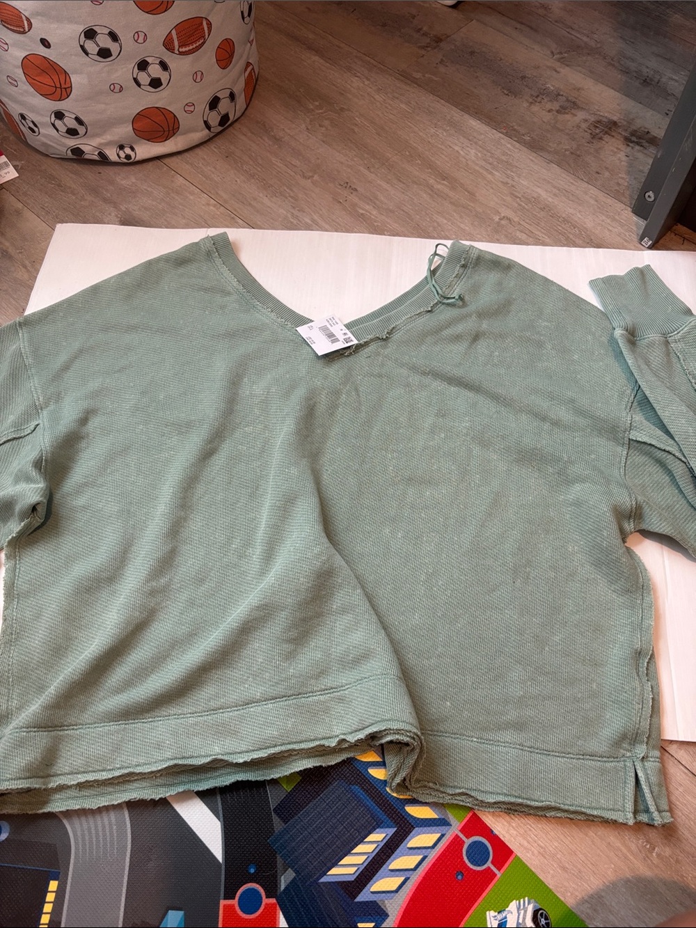 American Eagle Outfitters Sage Green Long Sleeve Thermal Top